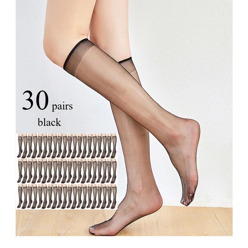 Summer Ultra-Thin Invisible Thigh-High Socks Nude Seamless Mid-Calf Short Socks For Women Anti-Snag Sheer Stockings 1-30 Pairs