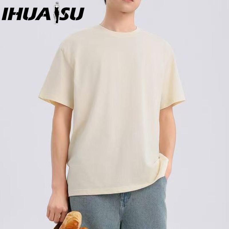 IHUASU Kurzarm-T-Shirt aus Baumwolle für Herren, modisch, lockeres Halbarmhemd, bedrucktes mitfühlendes Hemd