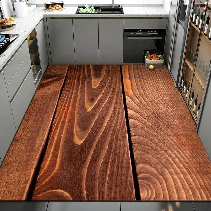 Vintage Teppich mit unregelmäßiger Holzmaserung für Wohnzimmerdekoration Sofa Tisch Großer Teppich Flur Balkon Rutschfeste Fußmatte Alfombra