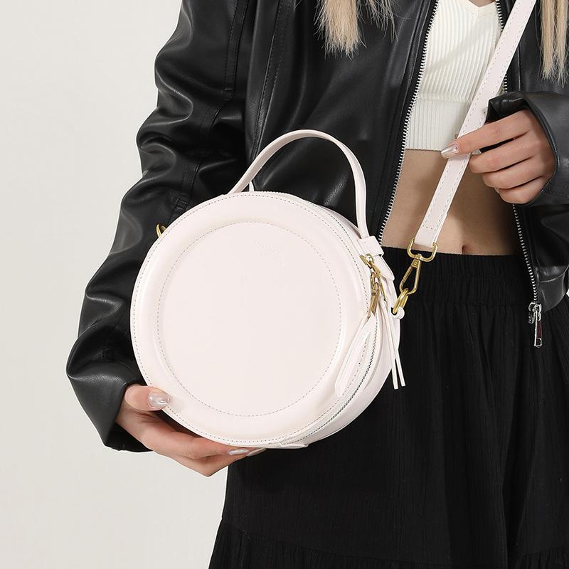 Trendy Personality Versatile Ins Solid Color Portable Small Round Bag Women's Leisure Commuting Simple Wind Messenger Bag