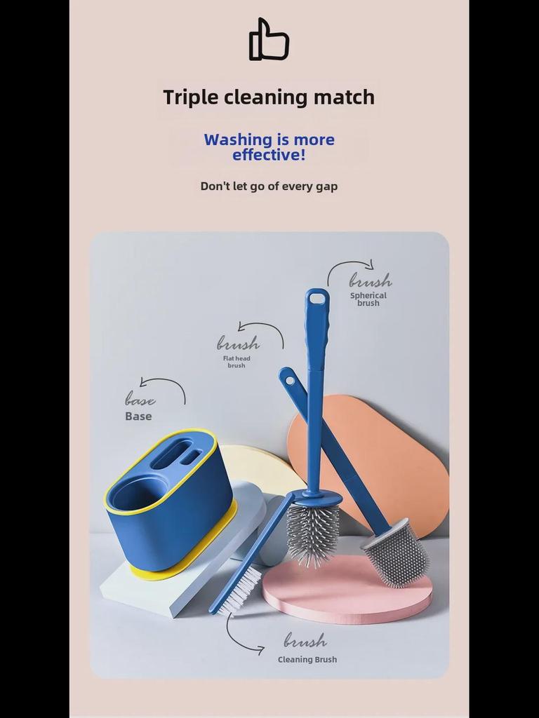 Pin Tu Long Handle Wall-Mounted Toilet Brush Set - No Dead Angle Bathroom & Gap Cleaning Brush