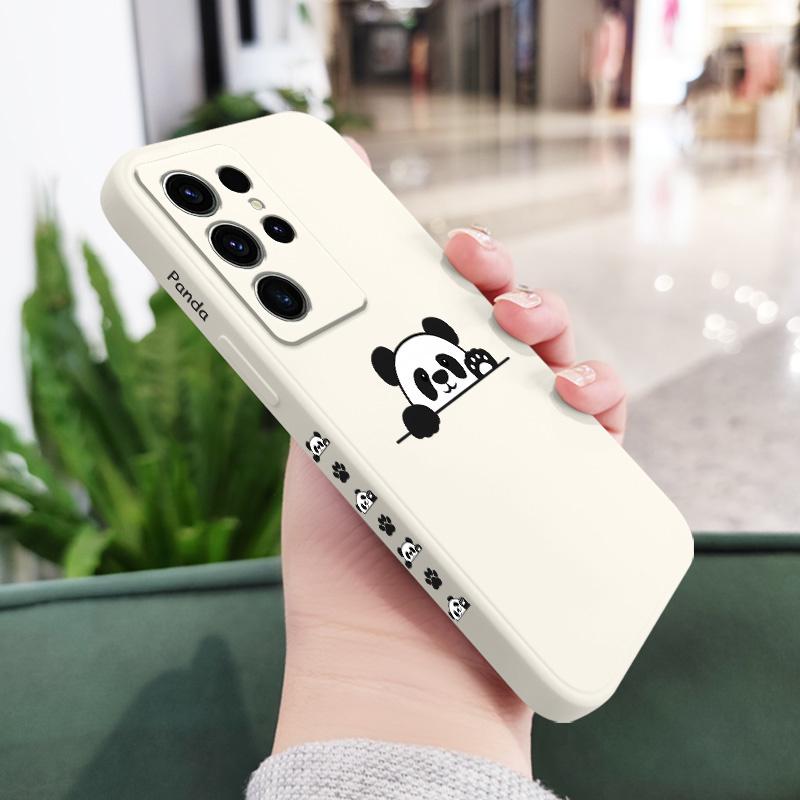 Panda Cute Label Phone Case For Samsung Galaxy S26 Plus Ultra Silicone Cover