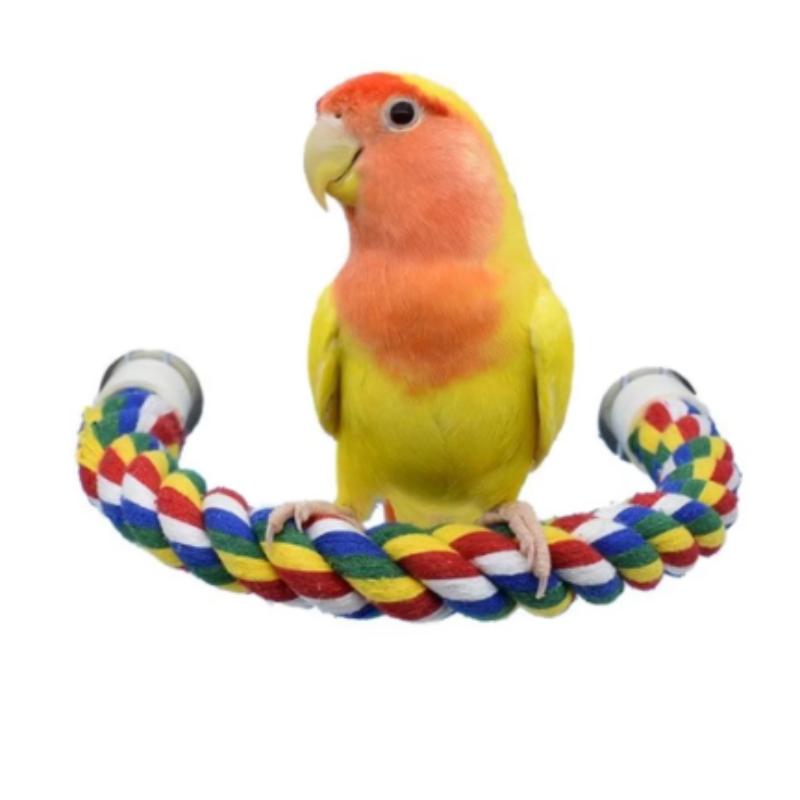 Bird Bite Toy Multi-color Rope Bird Perch for Parakeet Bird Cage Accessories Parrot Carrier Bag Accessories Bird Stand Platform