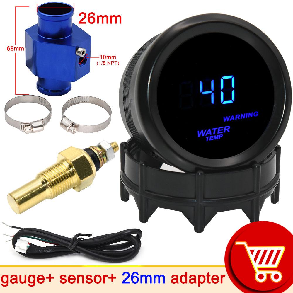 HD 52mm Digital Water Temperature Gauge Car Racing Modification 40~150 Celsius Temp Meter With Sensor Adapter 1/8NPT Thermometer