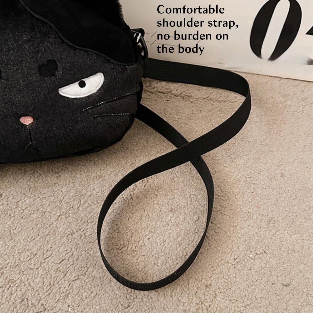 Cute Cartoon Design Black Cat Bag Furry Shoulder Bag Large Capacity Crossbody Bag for Women