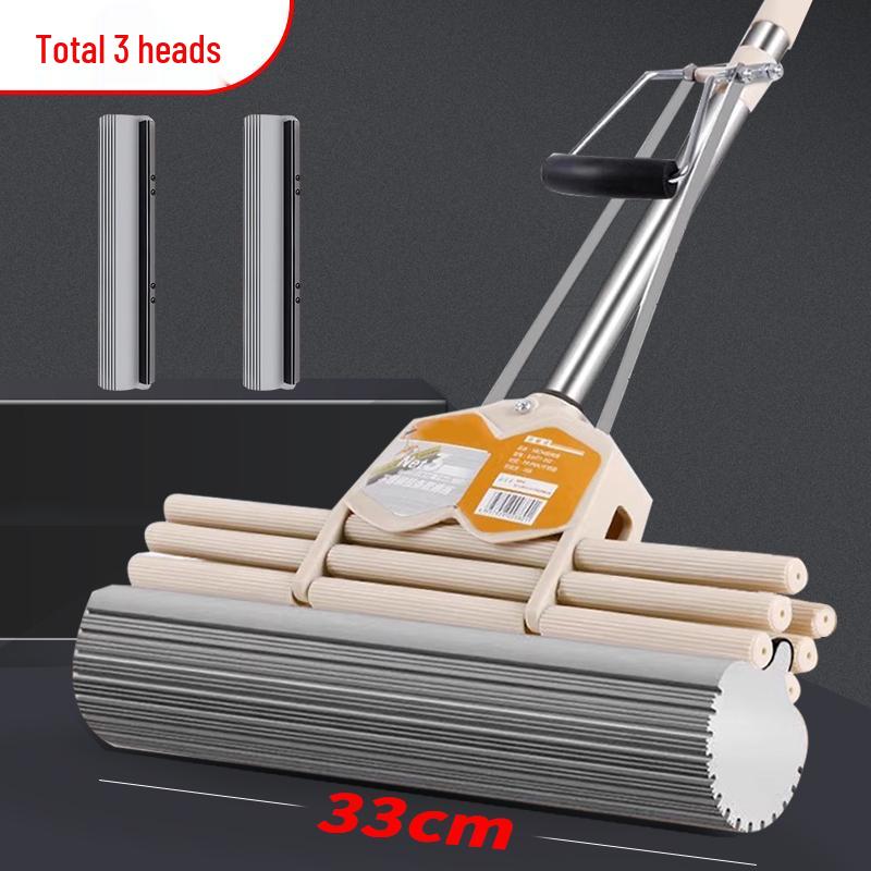38cm Dual-Use Sponge Mop: Wet/Dry, Wash-Free, Easy Hand Operation