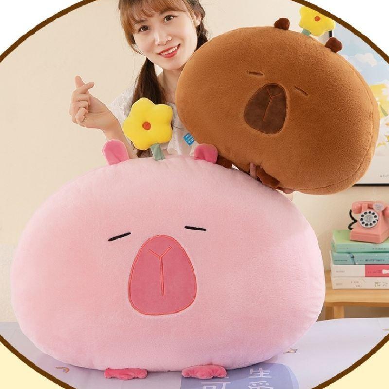 Adorable Plush Capybara Pillow Soft Water Pig Sofa Bed Headrest Perfect Gift For Girls
