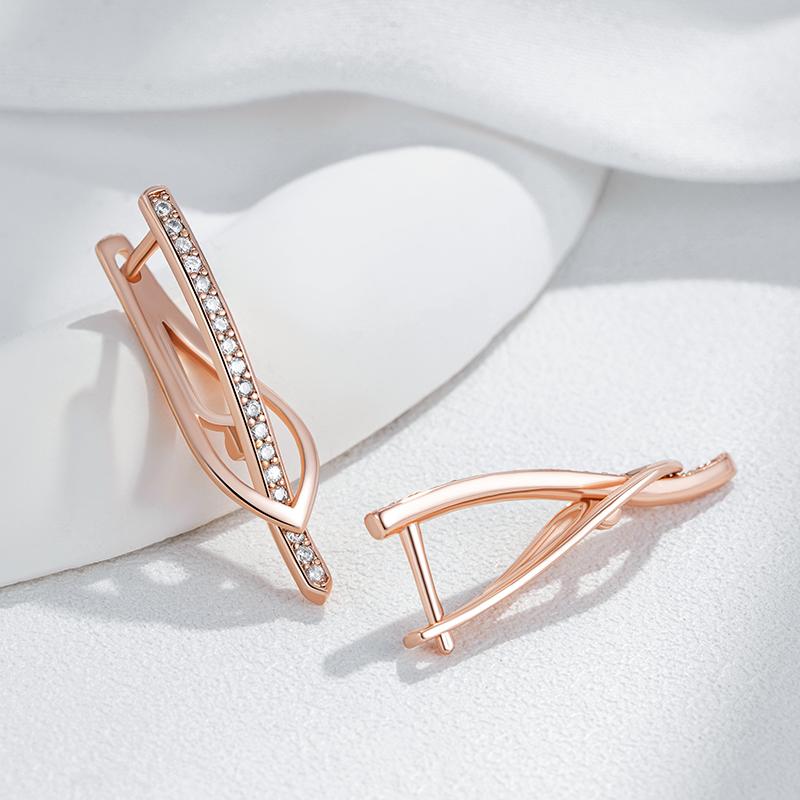 Innovative Design Natural Zircon Drop Earrings For Women  Rose Gold Color Romantic Gift Fashion Daily Fine Jewelry