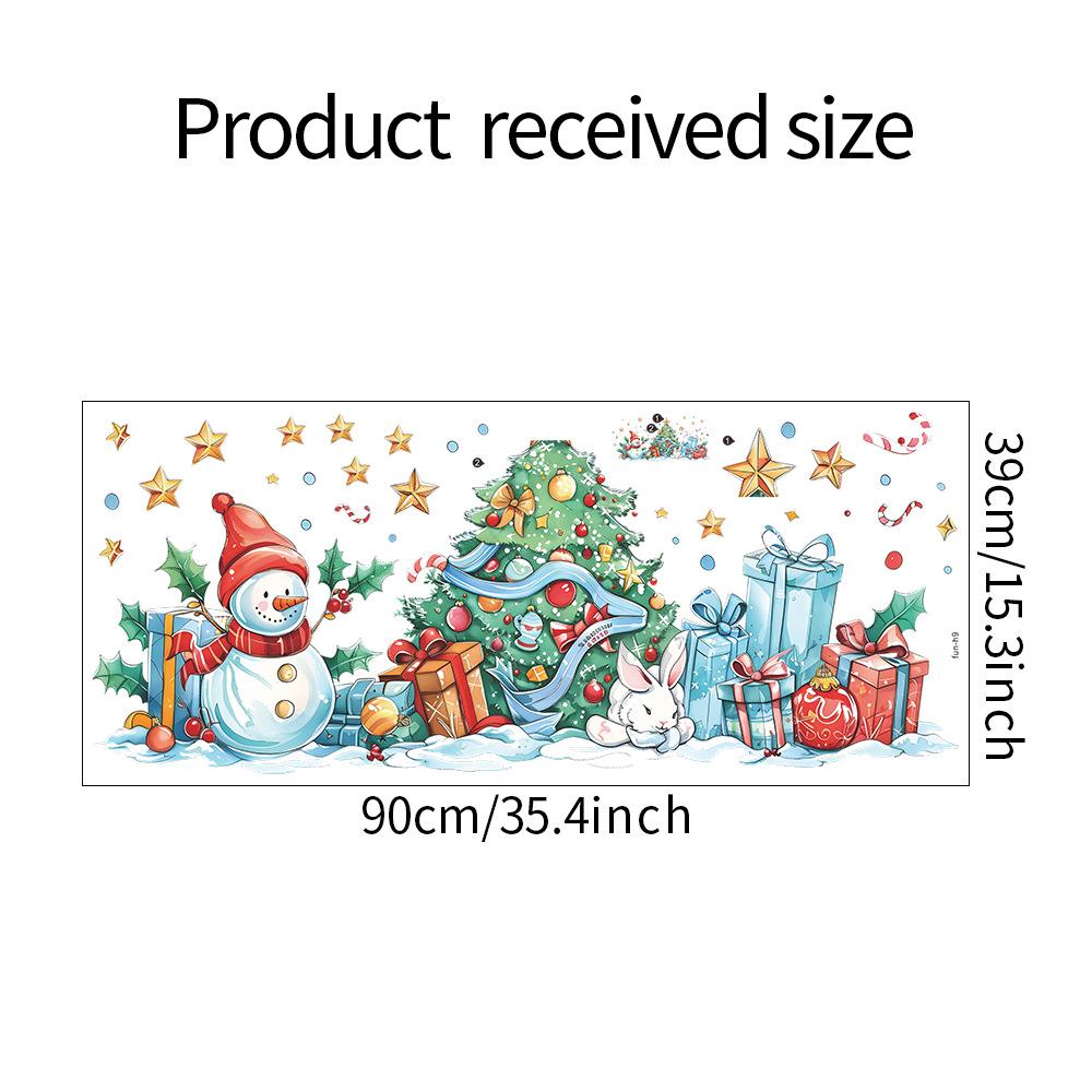 

Рождественские украшения Снеговик Рождественская елка Подарочная коробка Спальня Гостиная Кабинет Фон Ландшафтный дизайн Наклейки на стену 39*90CM/fun-h9
