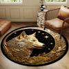 S Golden Wolf Round Rug Nonslip Area Rug Office Chair Mat Carpet For Living Room Bedroom Home Decor