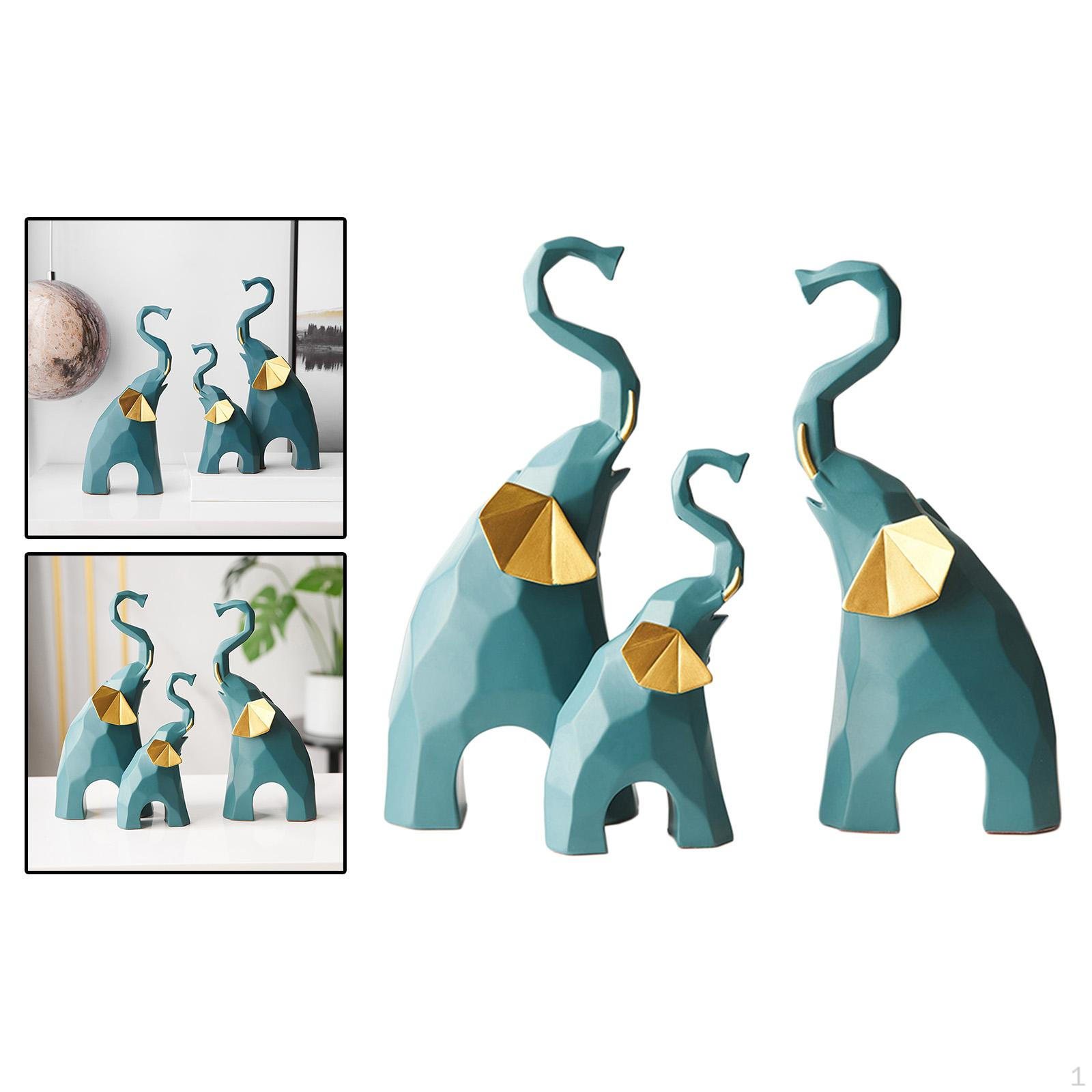 

3 Pieces Statue Decoration Collectible Ornaments Abstract Geometric Gift Crafts Figurine Animal for зелёный