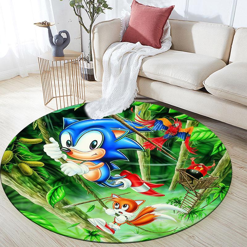 Sonic the Hedgehog2,Round Area Rug,Carpet Rug for Living Room Bedroom Sofa Playroom Decor,Non-slip Floor Mat