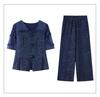 2026 Summer Outfit: Stylish Short-Sleeve Two-Piece Set for Middle-Aged and Elderly Women, Casually Elegant Chinese Style.