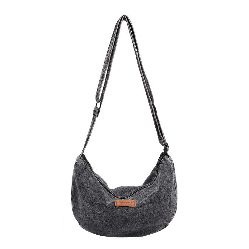 Crossbody bag New denim shoulder bag Simple women s denim dumpling bag College student bag Fashion canvas bag
