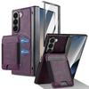 KEYSION PU Leather Phone Case for Samsung Galaxy Z Fold 7 6 5 4 3 Shockproof Cover With Magnetic Card Holder Bag Hinge Screen Protector