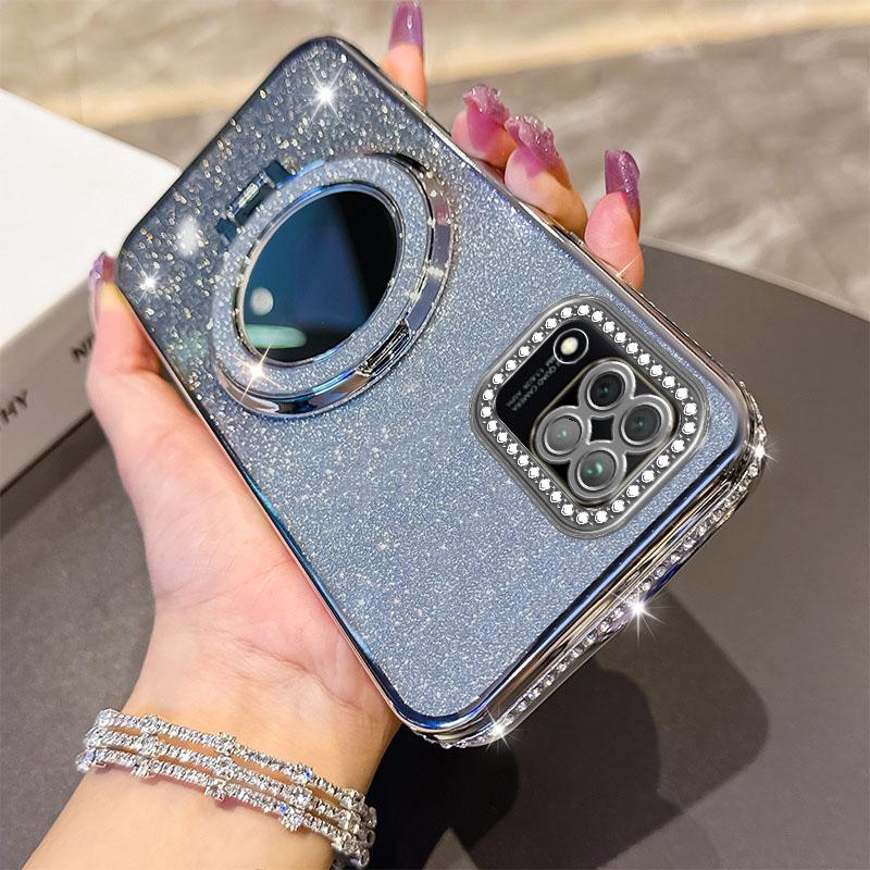 Diamond Glitter Magnetic Phone Case For Huawei Nova 6 SE Nova 7i Y9 Prime 2019 Bracket Shockproof Silicone Bling Bumper Cover