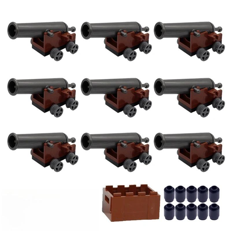 MOC Building Blocks Military Navy Figures Accessories Medieval Cannon Ammunition Wilderness Scene Tent Bonfire Brick Toy Gifts