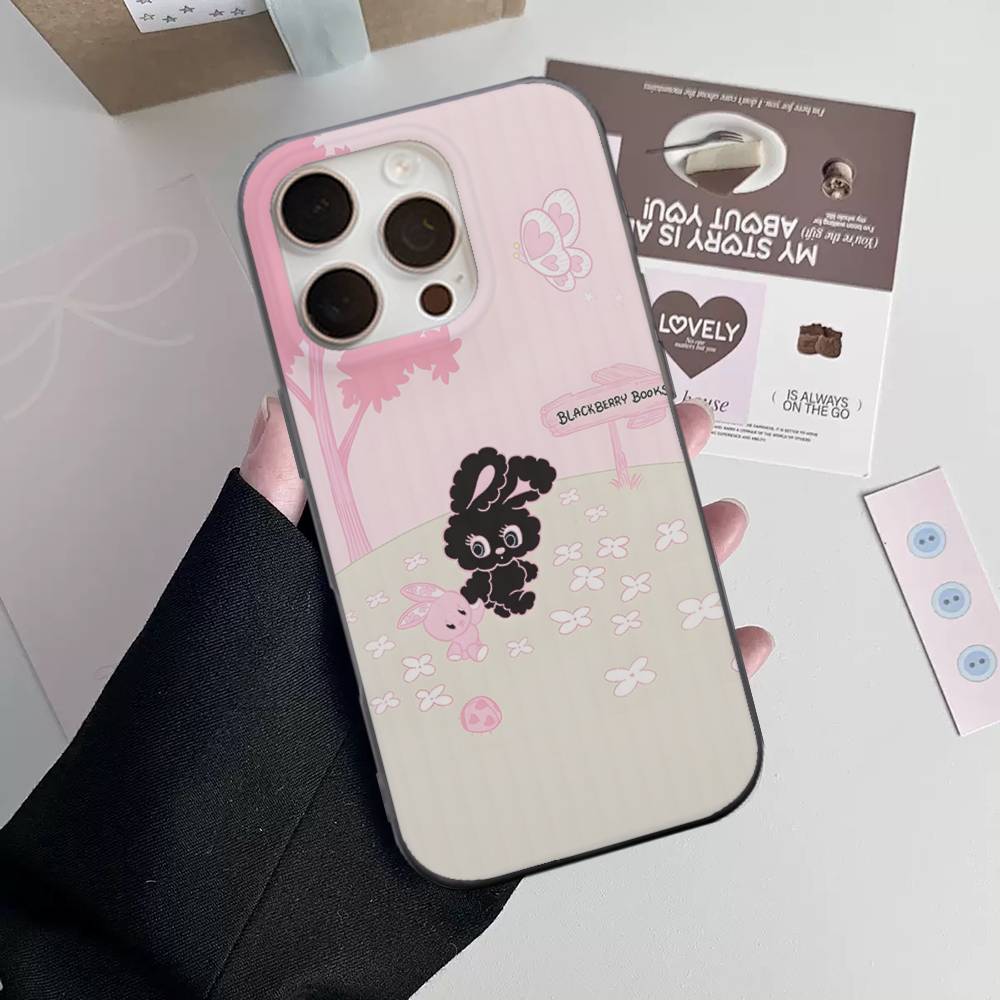 Cute Cartoon Esthers Bunny Phone Case For IPhone 17 16 15 14 13 12 11 Corrugated Frosted Soft Cover Anti-Slip