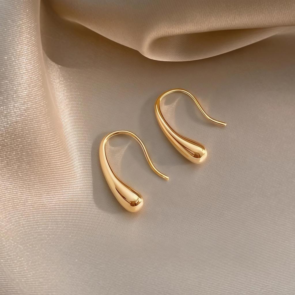 Elegant Water Drop Stainless Steel Earrings for Women - Niche, Trendy Design