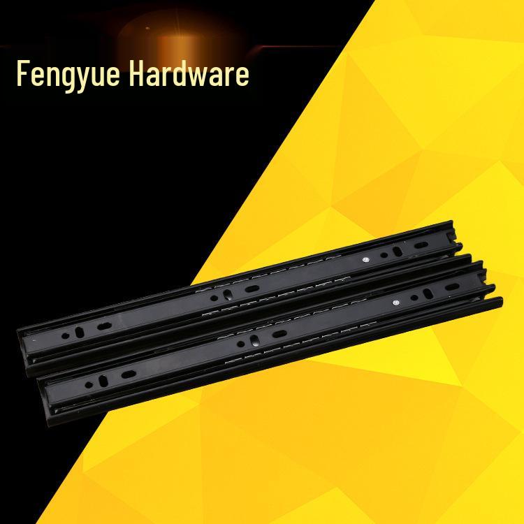 Silent Cold-Rolled Steel Ball Bearing Drawer Rail: 35-Wide Three-Section Slide for Wardrobe & Buffer Sliding Doors.