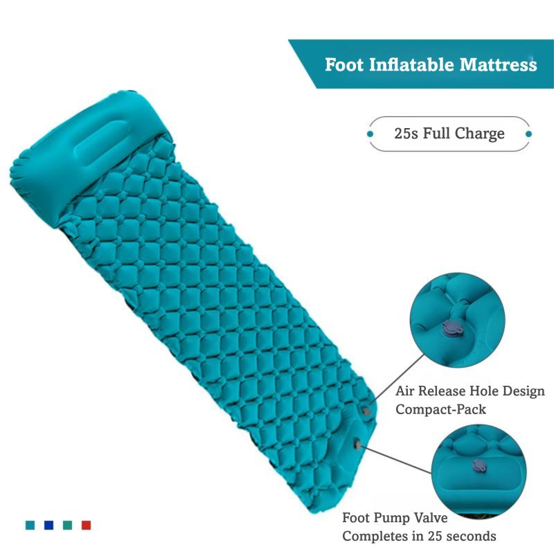Inflatable Mattress with Pillow Camping Mat Moisture-Proof Thickened Eco-friendly Portable Foldable Sleeping Pad for Outdoor