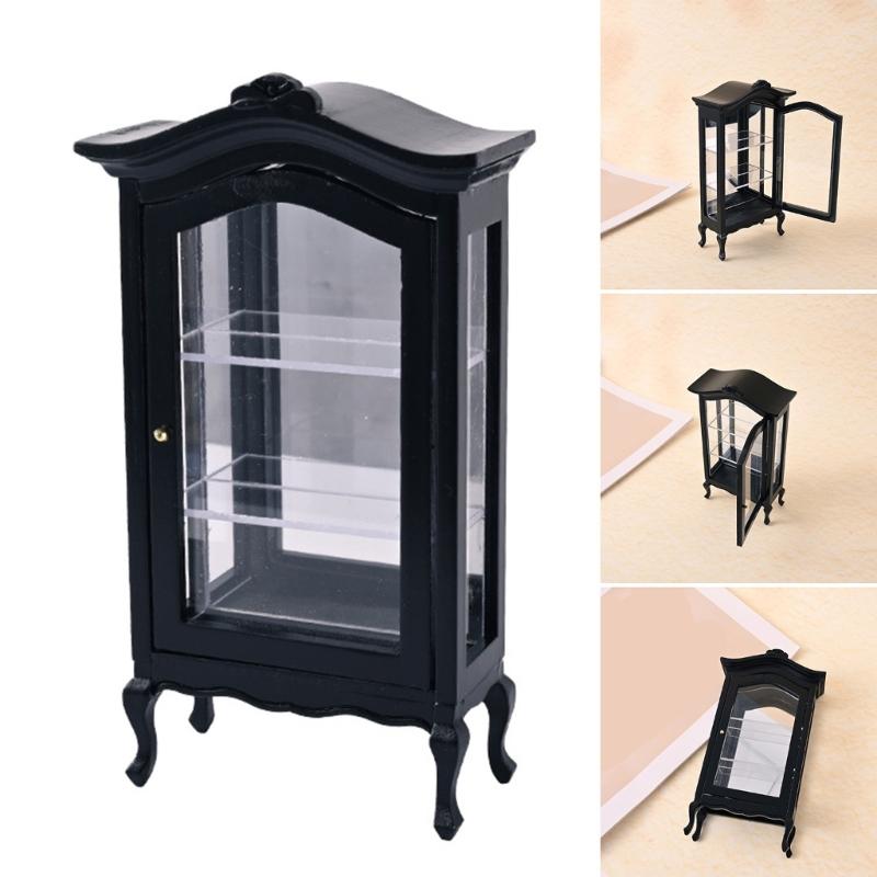 Classical Wood Miniature Storage Cabinet For 1/12 Dollhouses Accessories Decorative Display Shelf for Craft Model Project