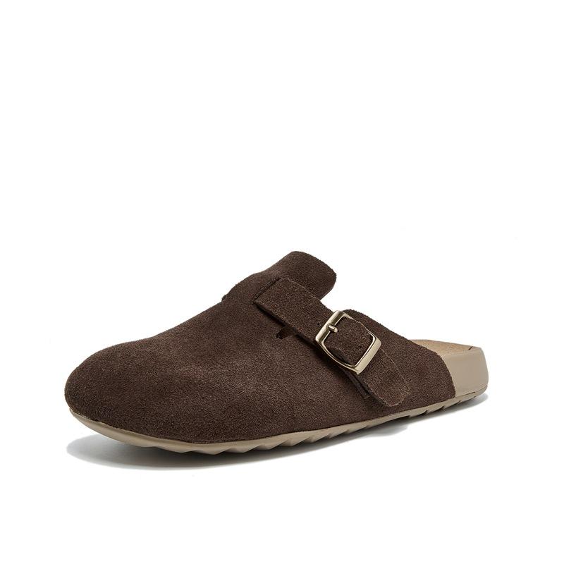 Thick-soled slippers for women to wear spring new leather retro bag head lazy one-pedal casual slippers