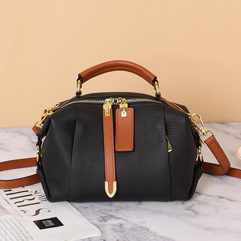 2025 High-End Echtes Leder Vintage Boston Kissen Tasche Luxus Designer Tote Damen Stilvolle Rindsleder Handtasche Schulter Crossbody Tasche