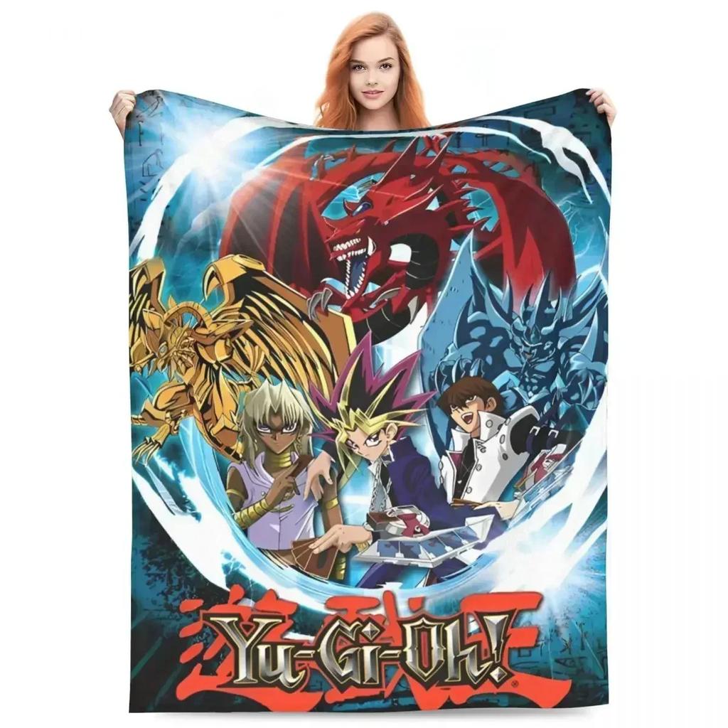 Blauäugiger Weißer Drache Decken Japanischer Anime Yu-Gi-Oh Flauschig Lustig Warme Überwurfdecke für Zuhause Restaurant Winter