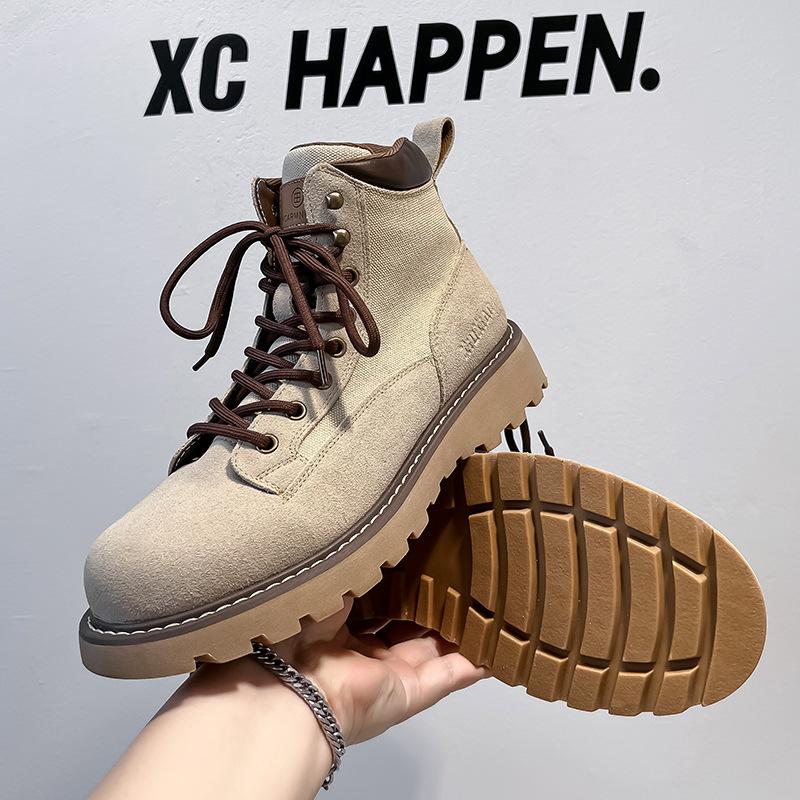 Martin boots men's 2024 autumn new washing ah tooling short boots retro British style big yellow boots 8236-A