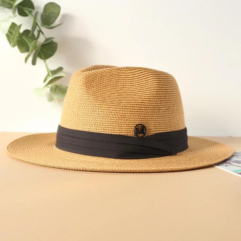 Grande Taille XL 63cm Chapeau de Paille Panama Jazz de Voyage Chapeaux de Soleil d'Été pour Femmes Hommes Mariage Chapeau de Paille Fedora à Large Bord Chapeau de Plage Paille UV UPF 50+