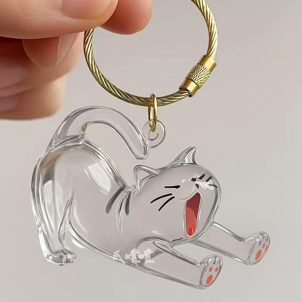Cute Cat & Dog Fur Keychain Pendant - Creative Transparent Souvenir Gift