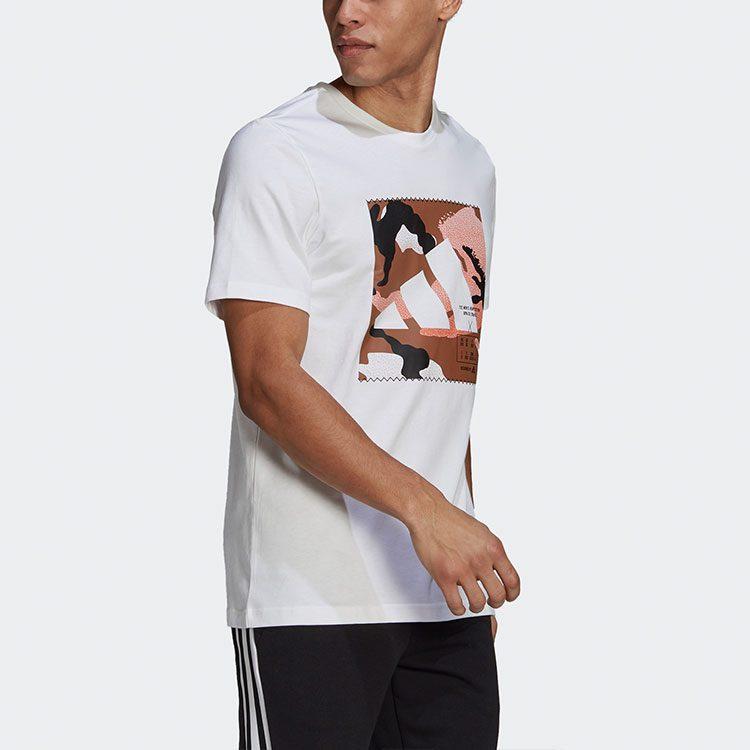 Adidas T Shirts Men's White Crew Neck Moderate Straight Fit GQ8306