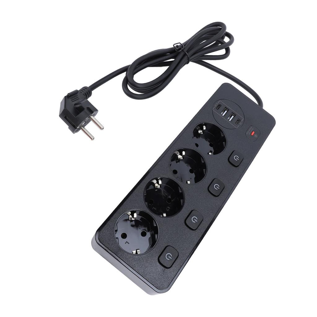 3250W Power Socket Strip 4Pcs 2 Prong Outlets 2Pcs Type C Fast Charging 2Pcs USB Ports Independent Switch Overload Guard