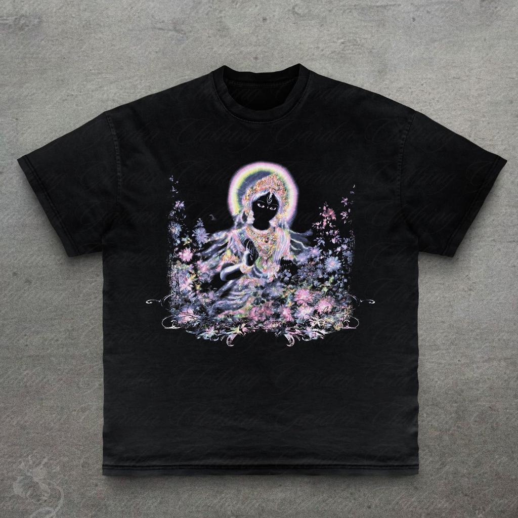 Hindu Goddess Graphic Tee, Spiritual Floral T-Shirt for Men Women, Vintage Style Hindu Goddess Top, Mystical Art Spiritual Shirt, Unisex