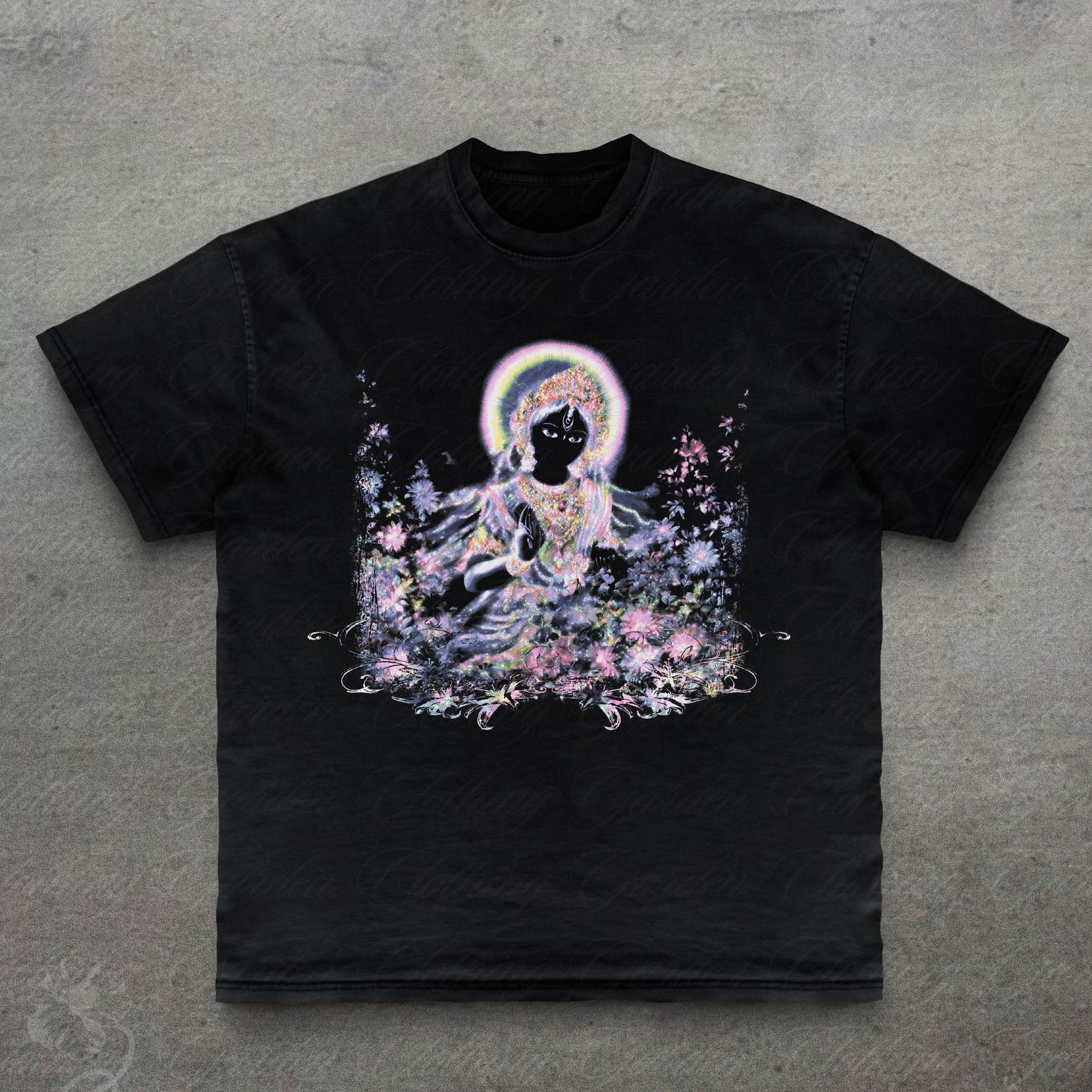 Hindu Goddess Graphic Tee, Spiritual Floral T-Shirt for Men Women, Vintage Style Hindu Goddess Top, Mystical Art Spiritual Shirt, Unisex L