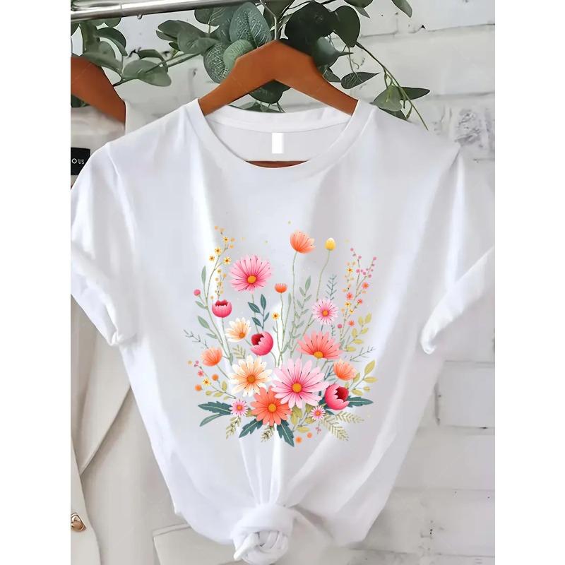 

Women S T-Shirt in Pink, A Casual Summer Top with A Loose Fit, Trendy Streetwear Graphic Tee Featuring A Round Neck and Short Sleeves, S