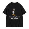 HOT SALE Save The Earth Eat Plastic Funny Memes Summer T-shirt Cute Penguin Graphic T-shirt Fashion Casual Short-sleeved T-shirt