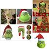 Delightful Furry Green Grinch Leg And Head Ornaments For A Festive Christmas Tree