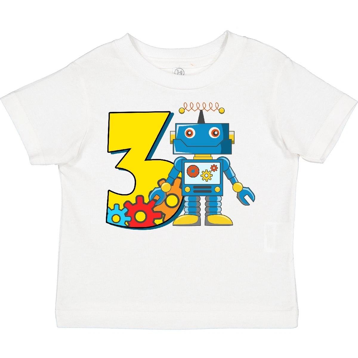Inktastic 3rd Birthday Robot Toddler T-Shirt 3 Third Three Child Preschooler Kid 130