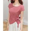 IEF French Style Twist Knot Short Sleeve Top