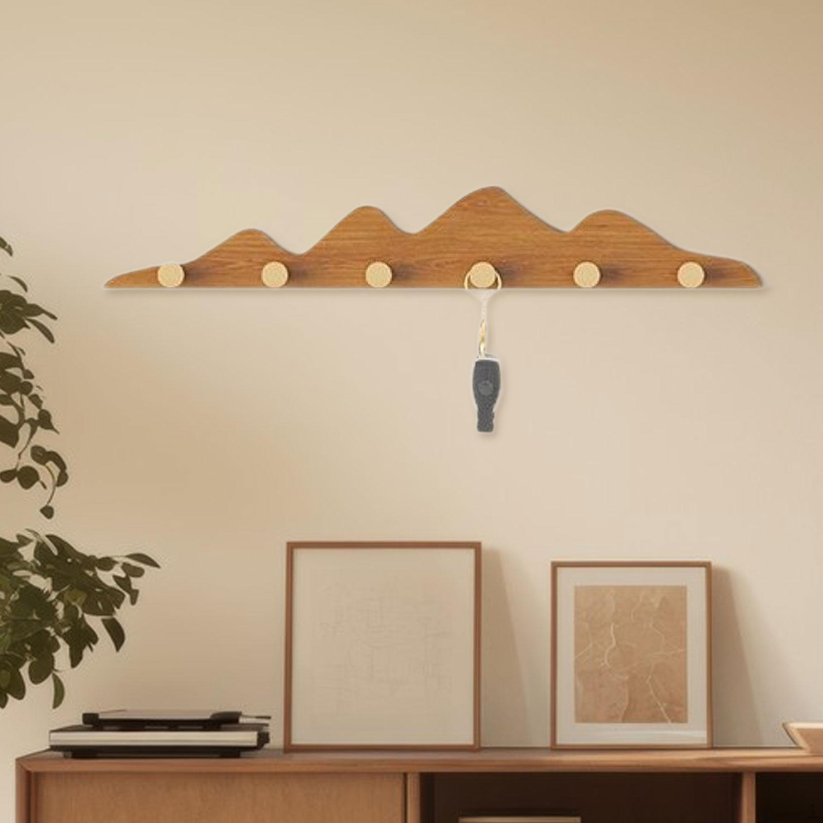 

Coat Rack Wall Mount Hat Space Saving Rustic Towel Hanger Wood Decorative Hooks for Jeans Brown