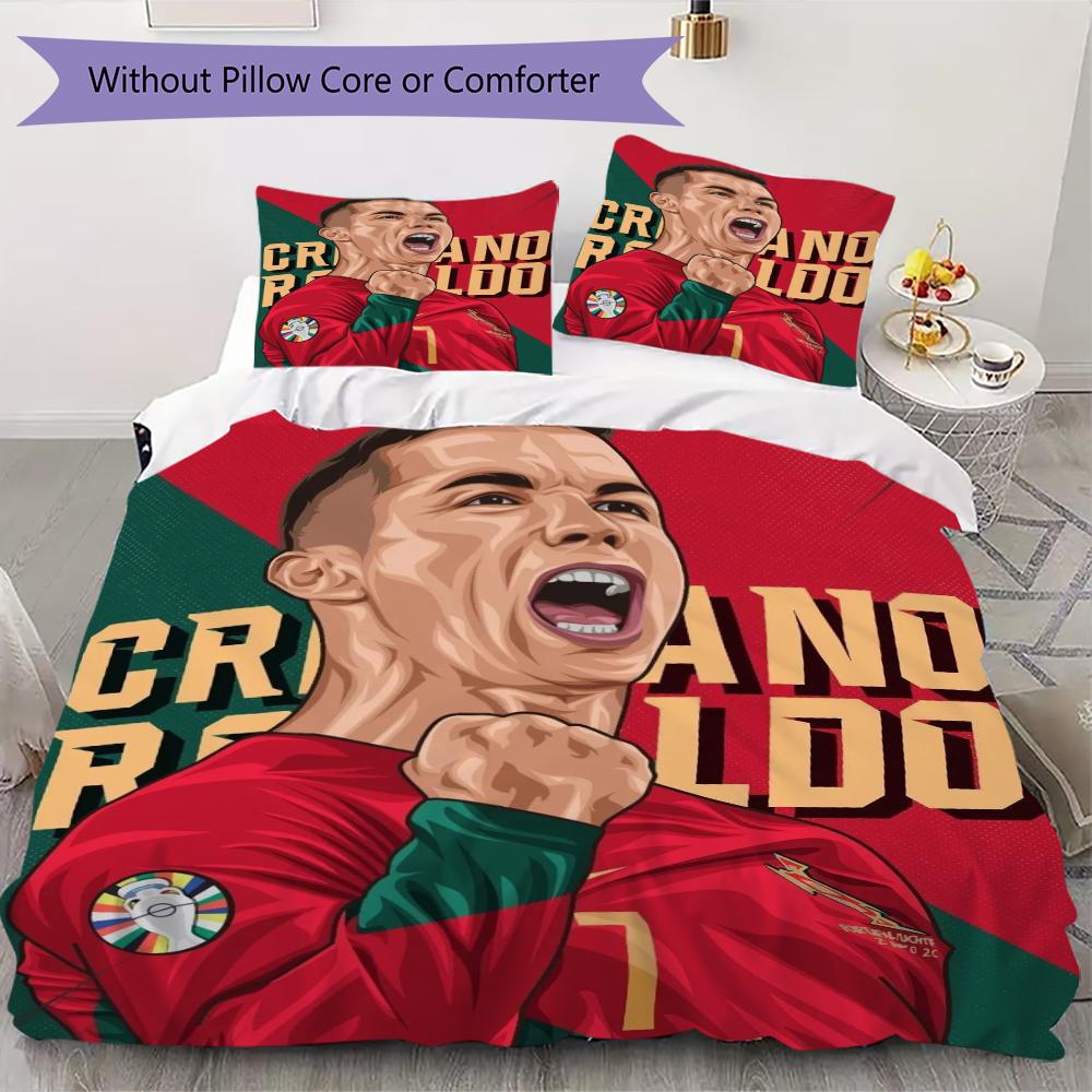 Set Copripiumino con Modello C Ronaldo Copripiumino Federa Decorazione per la Casa Regalo di Compleanno (1 * copripiumino + 2 * federe senza imbottitura)23