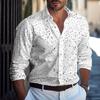 Camicia Casual a Maniche Lunghe da Uomo Primavera Autunno con Stampa Semplice e Versatile di Tendenza Camicie da Uomo a Vestibilità Ampia