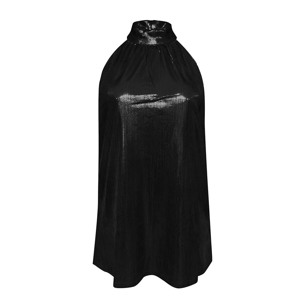 Women Summer Sequined Sleeveless Casual Tunic Top Tank Shirt Vest