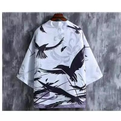 Men's Chinese Style Three-Quarter Sleeve Printed Cardigan Hanfu