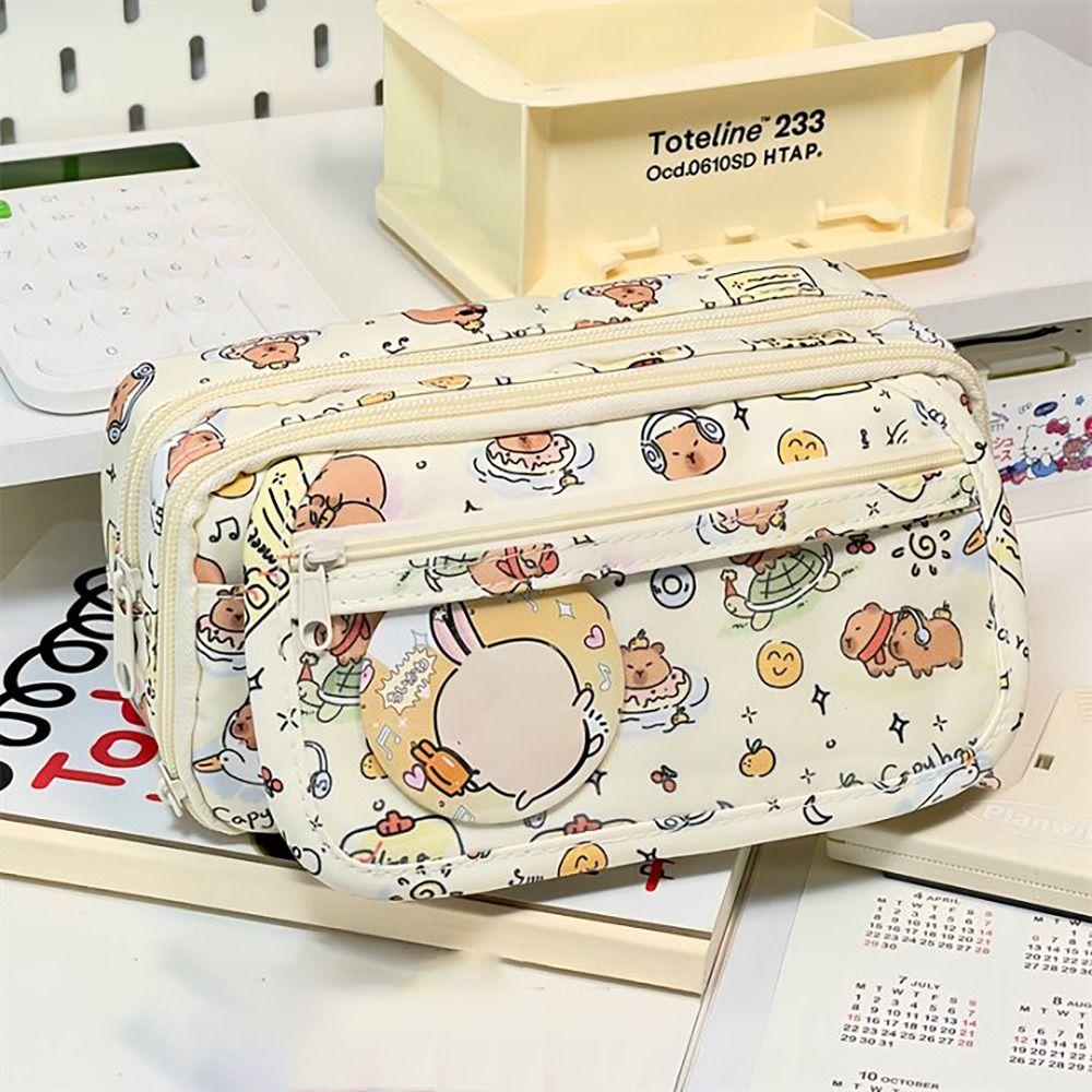 

Maltese Capybara Pen Bag Transparent Flip Cover Stationery Organizer Student Gift