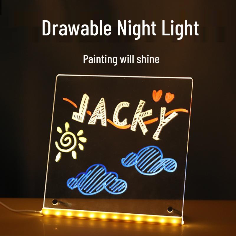LED Fluorescent Graffiti Sign: Luminous Night Light Display Board for Shops and Stalls