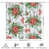 Christmas Shower Curtain With Red Flowers Green Leaves Xmas Stockings Bowknot Holiday Bathroom Decor Waterproof Curtains White B