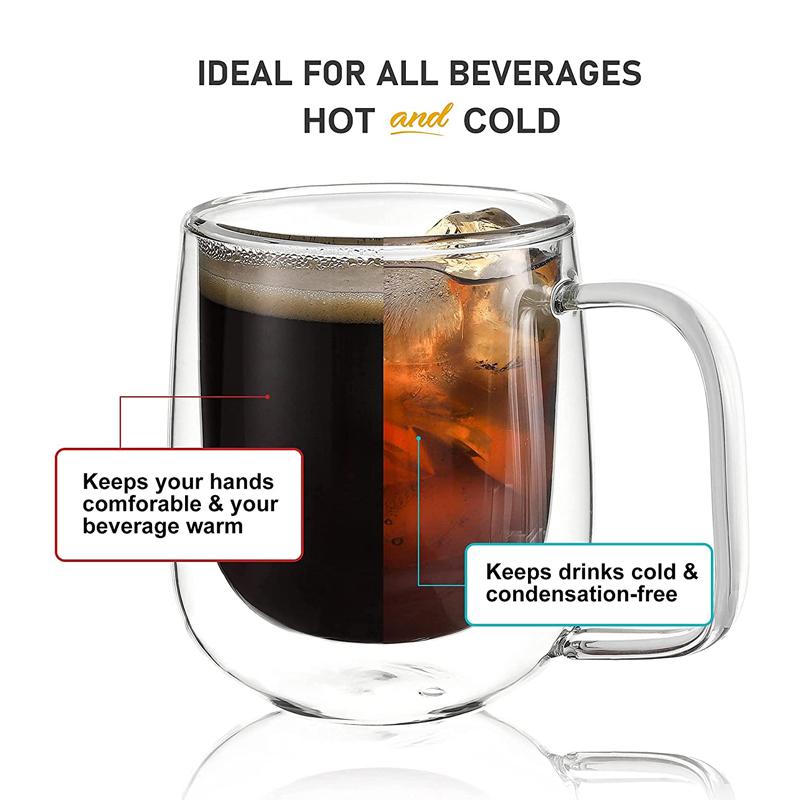 Double Wall Glass Cup Coffee Mug Insulated Glass Coffee Cups Latte Milk Juice Cup Tea Mug Heat Resistant Water Glasses Drinkware